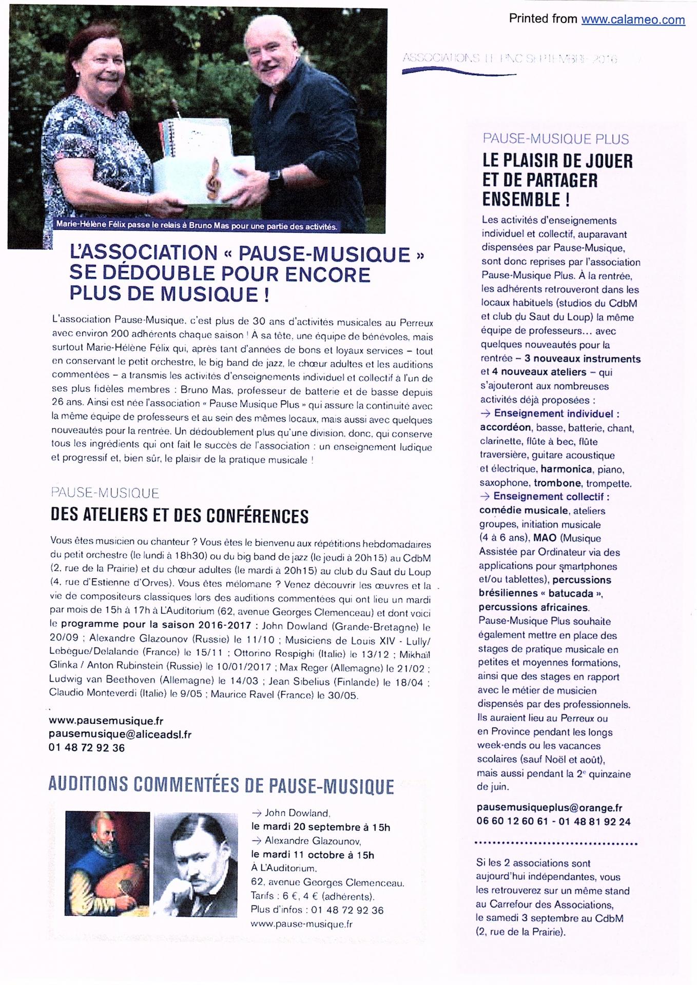 Paru dans le journal de la Ville du Perreux (Septembre 2016)